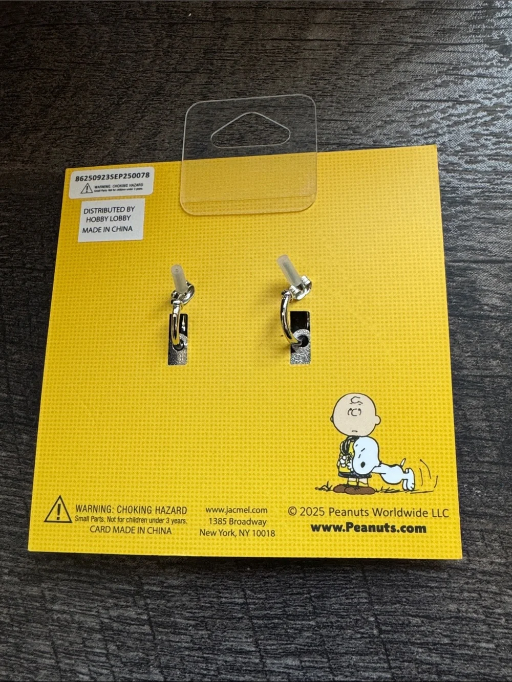 Peanuts Kids Silver Crystal Snoopy Head Earrings with Black Accents